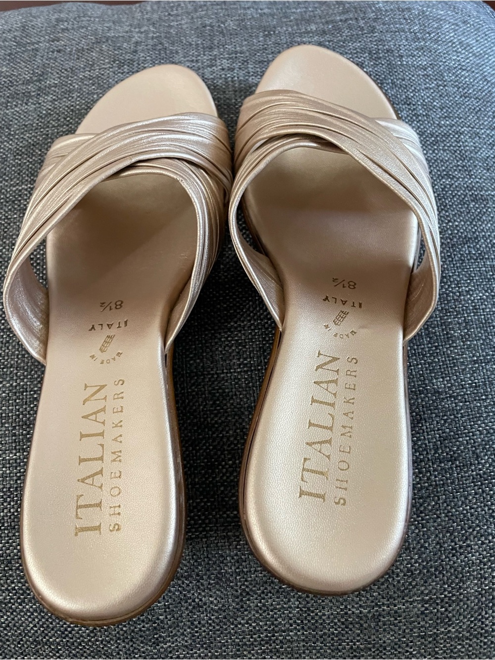 Italian Shoemakers Rose Gold Crossband Slide Mules nice shoes